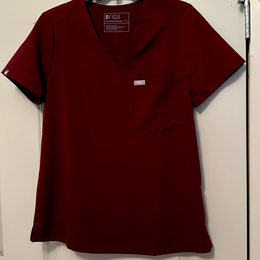 Womens Burgundy Figs Catarina One Pocket Scrub Top